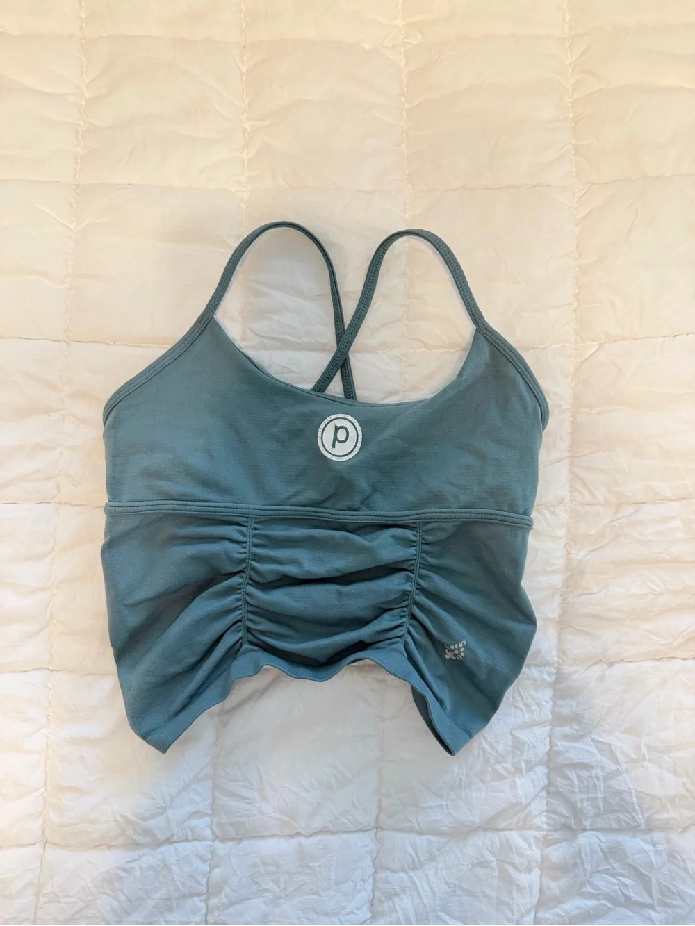 Free People Pure Barre Blue-Green Ruched Sports Bra Tank